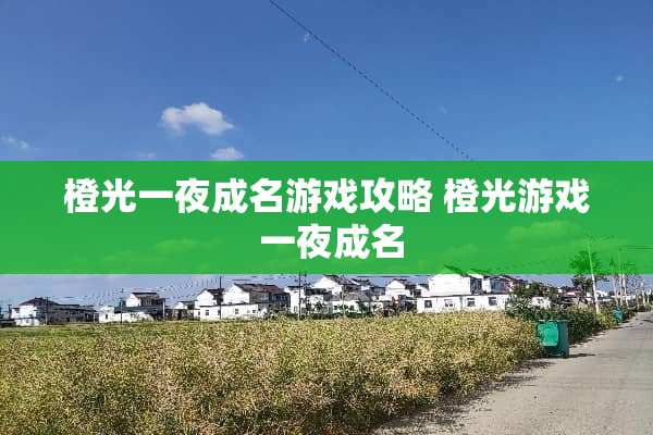 橙光**成名游戏攻略 橙光游戏**成名
