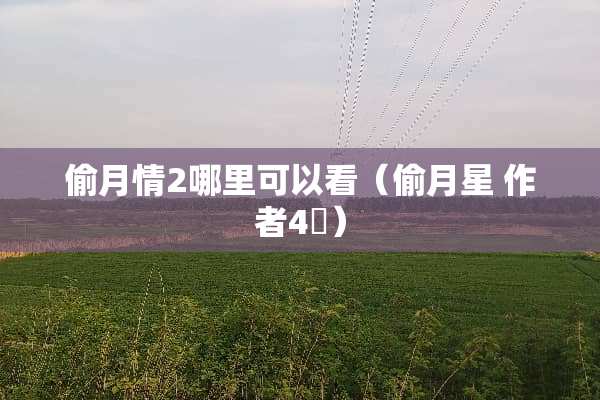 偷月情2哪里可以看（偷月星 作者4円）