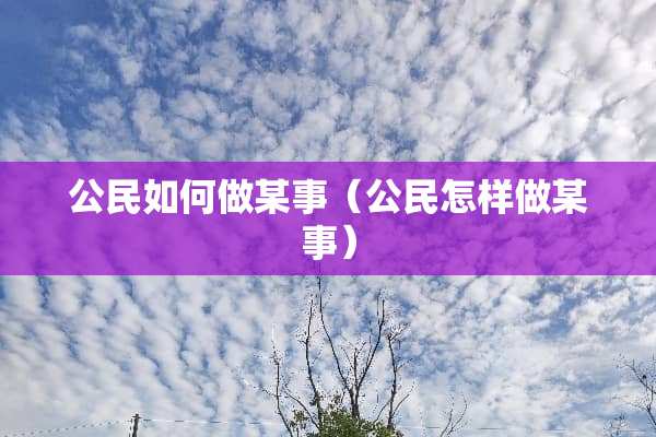 公民如何做某事（公民怎样做某事）