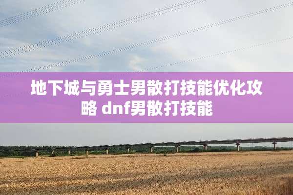 **城与勇士男散打技能优化攻略 dnf男散打技能