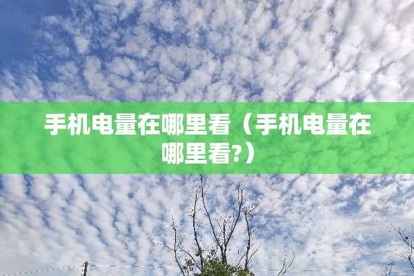 手机电量在哪里看（手机电量在哪里看?）