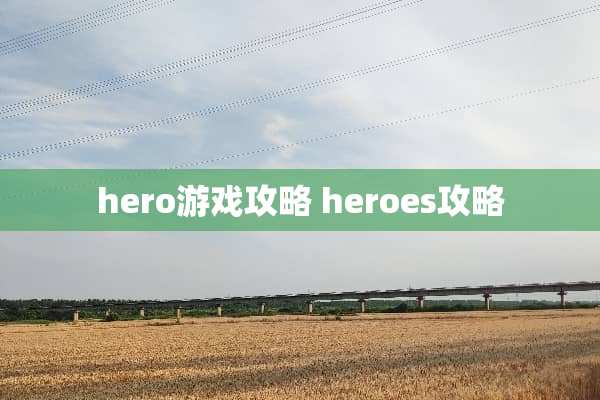 hero游戏攻略 heroes攻略