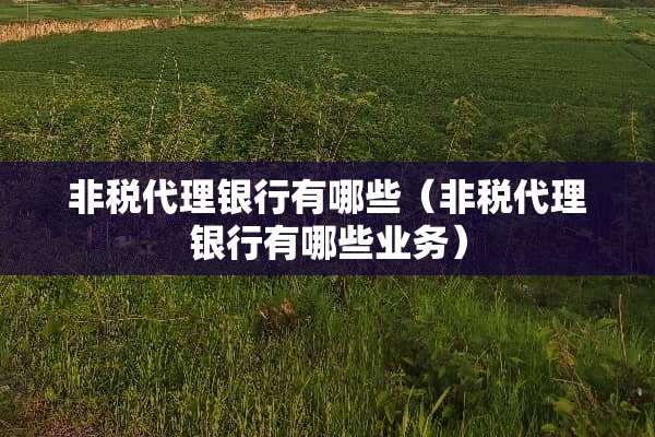 非税代理银行有哪些（非税代理银行有哪些业务）