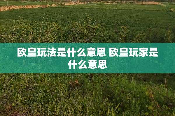 欧皇玩法是什么意思 欧皇玩家是什么意思