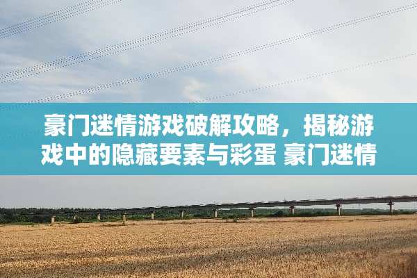 豪门**游戏**攻略，揭秘游戏中的隐藏要素与彩蛋 豪门**游戏**攻略