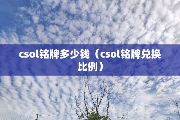 csol铭牌多少钱（csol铭牌兑换比例）