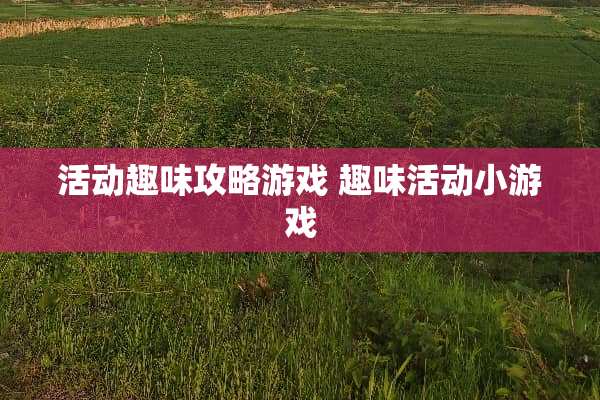 活动趣味攻略游戏 趣味活动小游戏