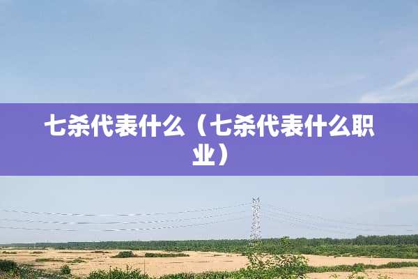 七杀代表什么（七杀代表什么职业）