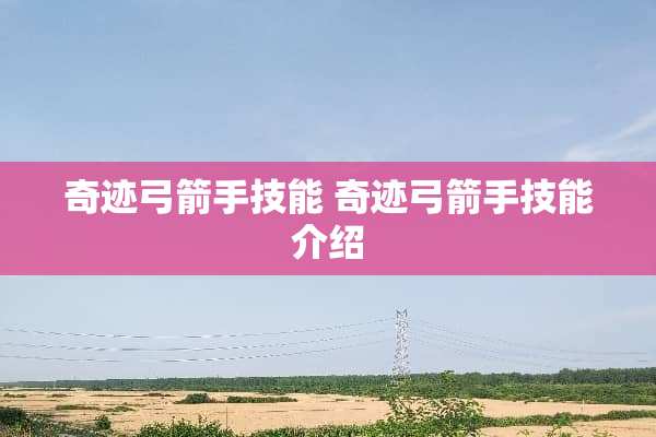 奇迹弓箭手技能 奇迹弓箭手技能介绍