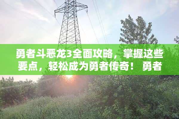 勇者斗恶龙3全面攻略，掌握这些要点，轻松成为勇者传奇！ 勇者斗恶龙3攻略