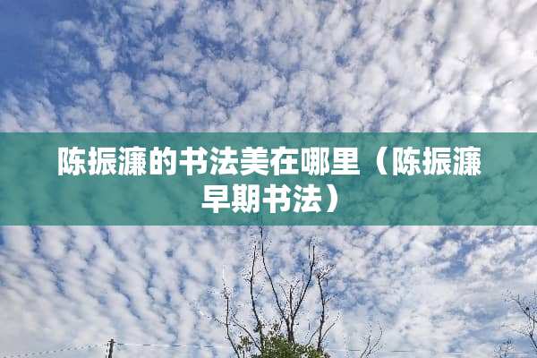 陈振濂的书法美在哪里（陈振濂早期书法）