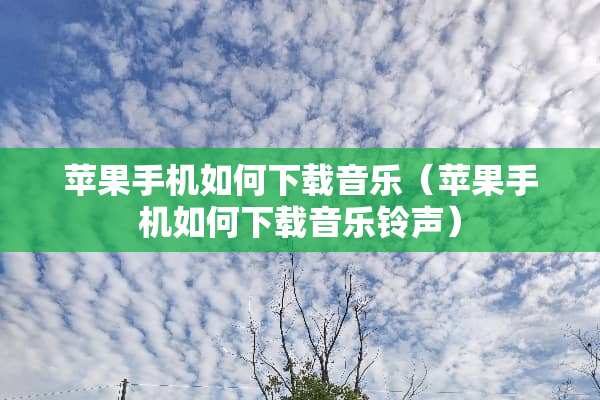 苹果手机如何下载音乐（苹果手机如何下载音乐铃声）
