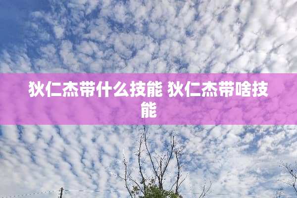 狄仁杰带什么技能 狄仁杰带啥技能