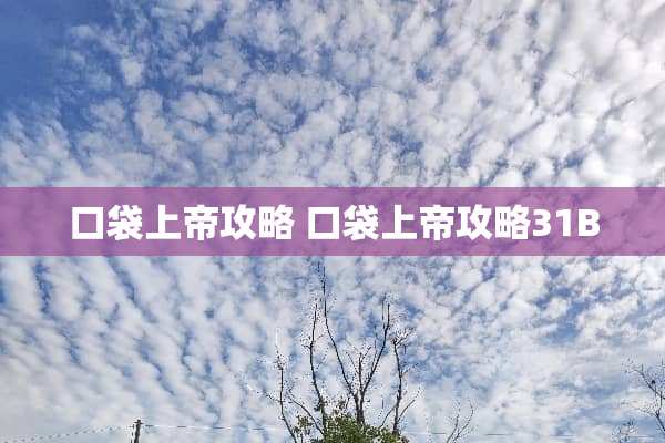 口袋上帝攻略 口袋上帝攻略31B