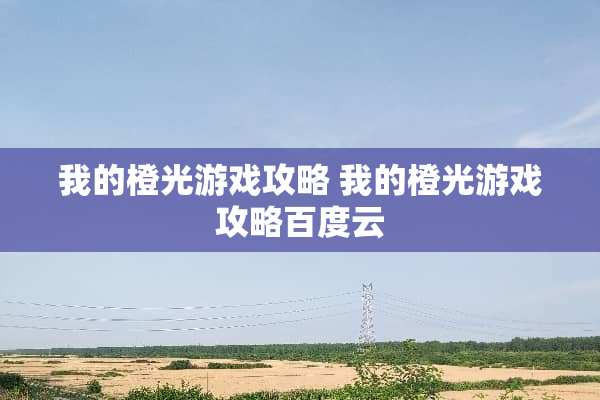 我的橙光游戏攻略 我的橙光游戏攻略百度云