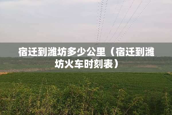 宿迁到潍坊多少公里（宿迁到潍坊火车时刻表）