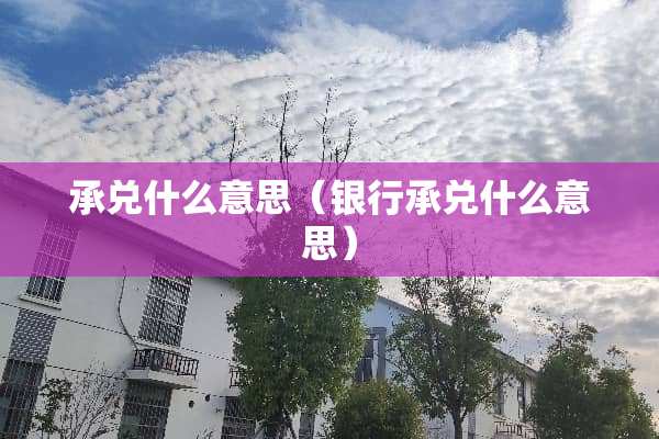 承兑什么意思（银行承兑什么意思）