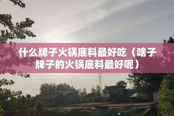 什么牌子火锅底料最好吃（啥子牌子的火锅底料最好呢）