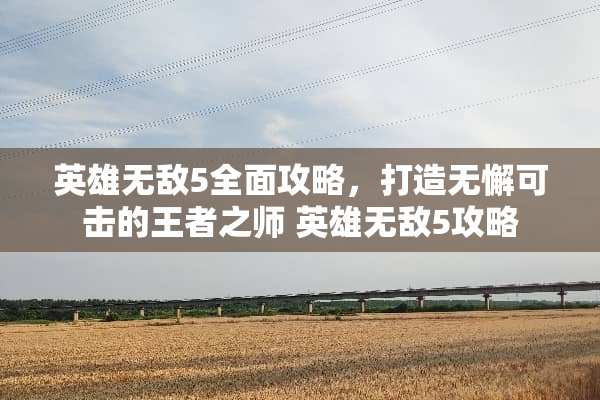 英雄无敌5全面攻略，打造无懈可击的王者之师 英雄无敌5攻略