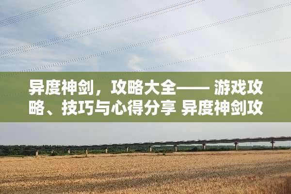 异度神剑，攻略大全—— 游戏攻略、技巧与心得分享 异度神剑攻略