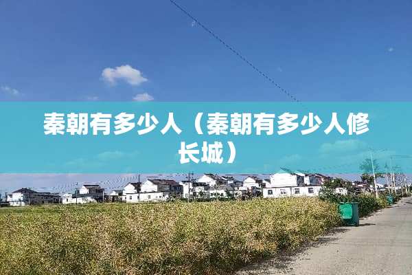 秦朝有多少人（秦朝有多少人修长城）