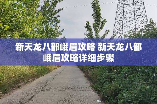 新天龙八部峨眉攻略 新天龙八部峨眉攻略详细步骤