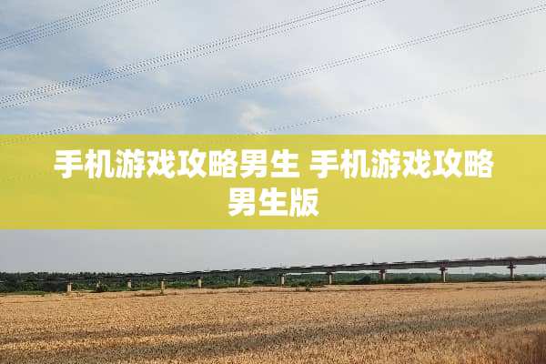 手机游戏攻略男生 手机游戏攻略男生版