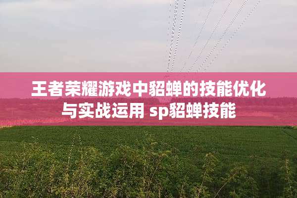 王者荣耀游戏中貂蝉的技能优化与实战运用 sp貂蝉技能