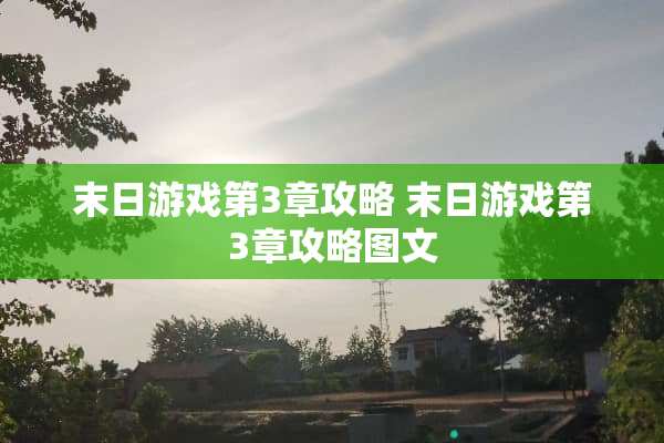 末日游戏第3章攻略 末日游戏第3章攻略图文