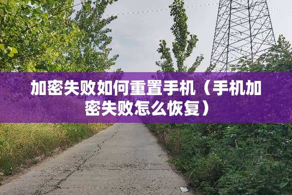 加密失败如何重置手机（手机加密失败怎么恢复）