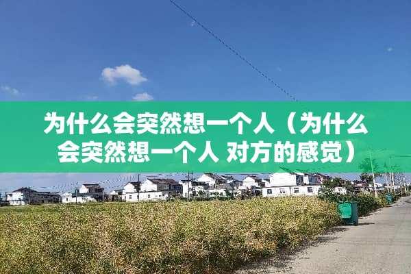 为什么会突然想一个人（为什么会突然想一个人 对方的感觉）