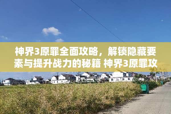 神界3原罪全面攻略，解锁隐藏要素与提升战力的秘籍 神界3原罪攻略