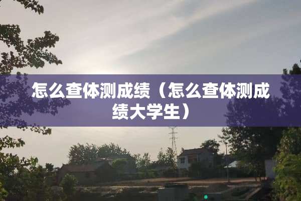怎么查体测成绩（怎么查体测成绩大学生）