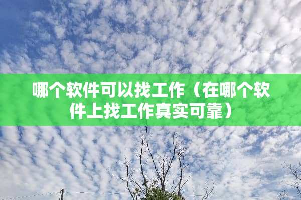 哪个软件可以找工作（在哪个软件上找工作真实可靠）