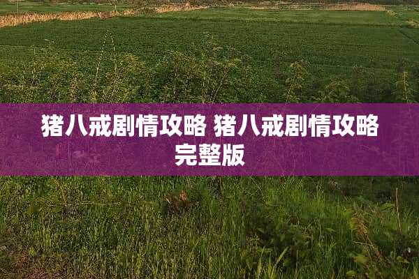 猪八戒剧情攻略 猪八戒剧情攻略完整版
