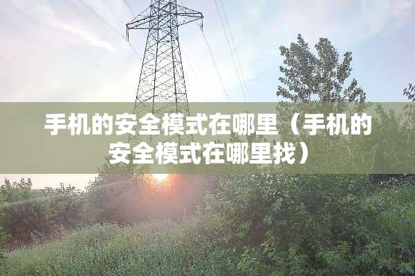 手机的安全模式在哪里（手机的安全模式在哪里找）