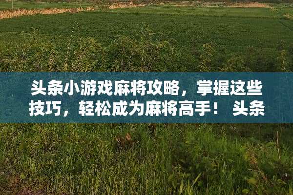 头条小游戏**攻略，掌握这些技巧，轻松成为**高手！ 头条小游戏**攻略