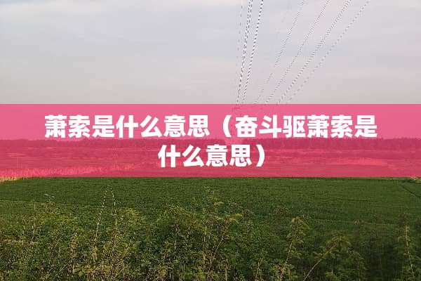 萧索是什么意思（奋斗驱萧索是什么意思）