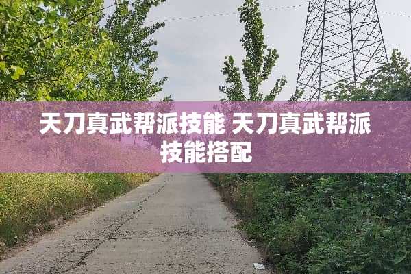 天刀真武帮派技能 天刀真武帮派技能搭配