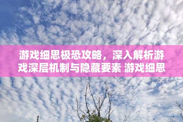 游戏细思极恐攻略，深入解析游戏深层机制与隐藏要素 游戏细思极恐攻略