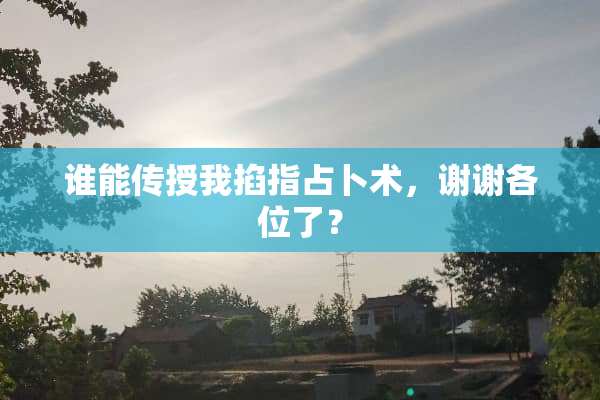 谁能传授我掐指占卜术，谢谢各位了？