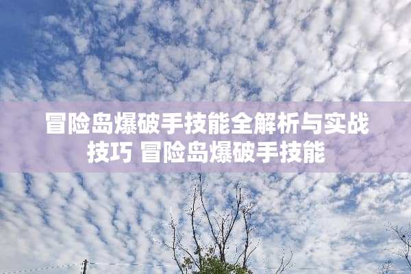 冒险岛**手技能全解析与实战技巧 冒险岛**手技能