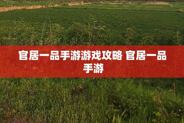 官居一品手游游戏攻略 官居一品 手游