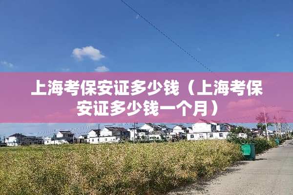 上海考保安证多少钱（上海考保安证多少钱一个月）