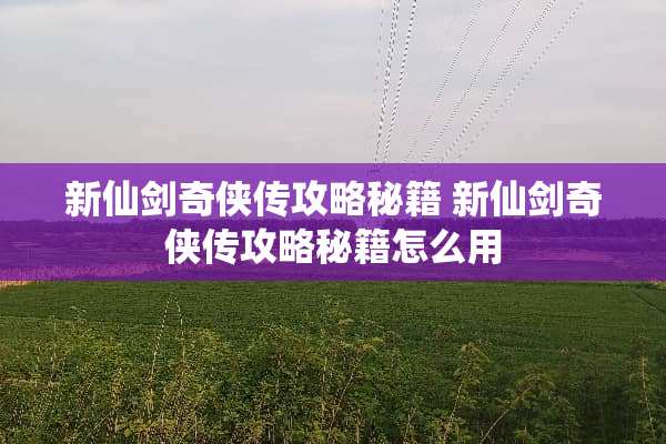 新仙剑奇侠传攻略秘籍 新仙剑奇侠传攻略秘籍怎么用
