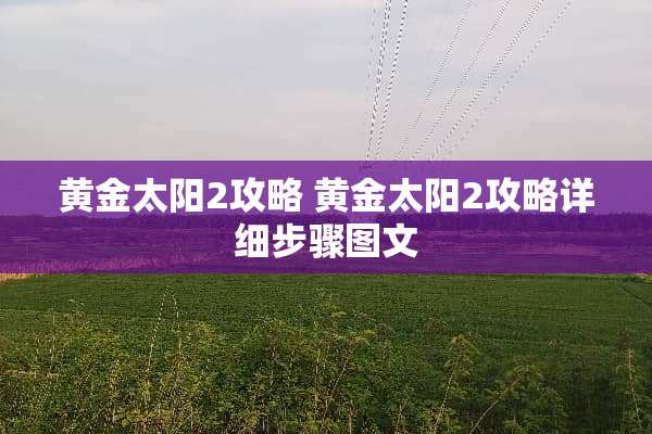 黄金太阳2攻略 黄金太阳2攻略详细步骤图文