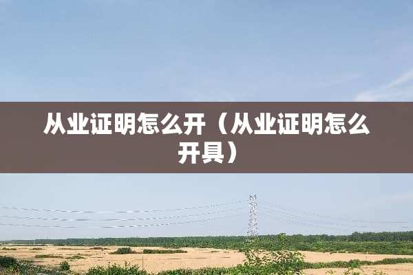 从业证明怎么开（从业证明怎么开具）
