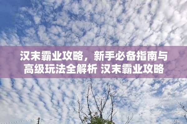 汉末霸业攻略，新手必备指南与高级玩法全解析 汉末霸业攻略