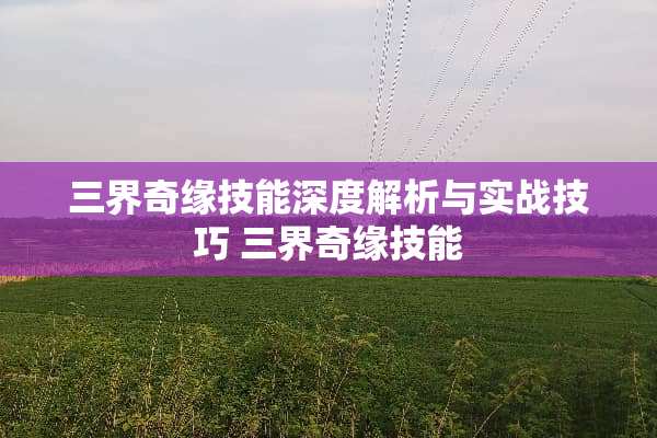 三界奇缘技能深度解析与实战技巧 三界奇缘技能