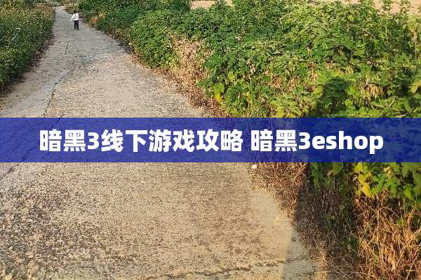 暗黑3线下游戏攻略 暗黑3eshop